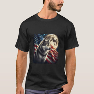 Wolf 4th of July American Flag Alpha Wolf Under Mo T-Shirt