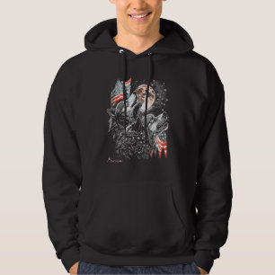 Wolf 4th of July American Flag Howling America Moo Hoodie
