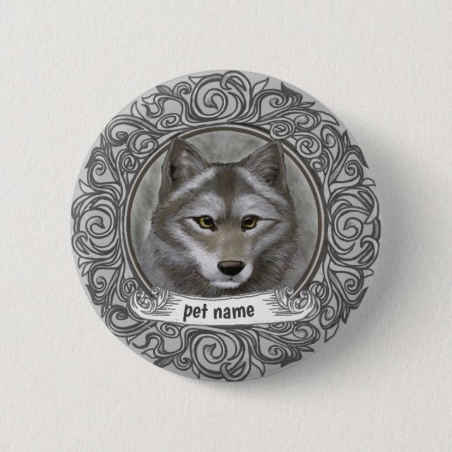 Wolf  6 cm round badge (Front)