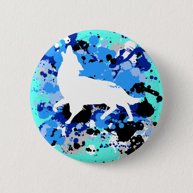 wolf 6 cm round badge (Front)