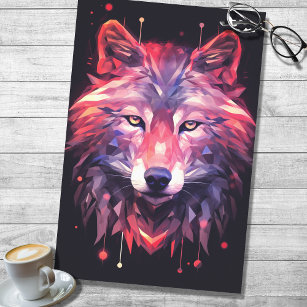 Wolf Abstract Faceted Pink Purple Decoupage Paper