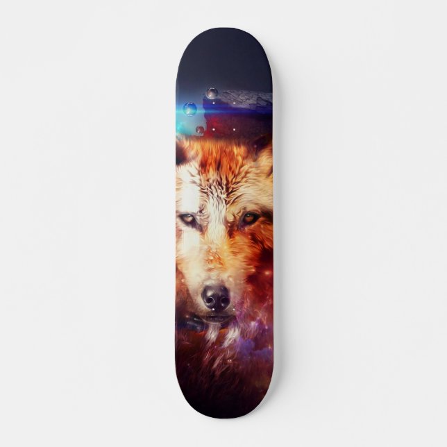 Wolf abstract painting skateboard (Front)