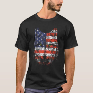Wolf American Flag Usa 4th Of July Men Women Wolf T-Shirt