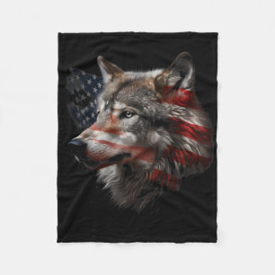 Wolf American Flag Usa Patriotic Wolf Lover Women  Fleece Blanket