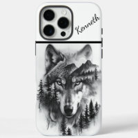 Wolf amid mountains and forest