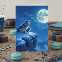 Wolf and Baby Cub Howling at the Moon Birthday