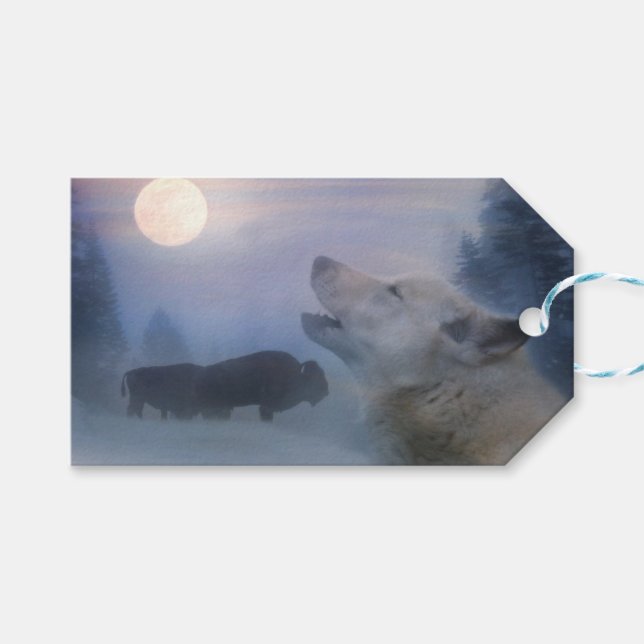 Wolf and Buffalo Southwestern Gift Tags (Front (Horizontal))