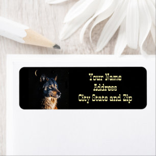 Wolf and Crescent Moon Return Address Label