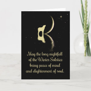 Wolf and Crescent Moon Winter Solstice Blessings Card