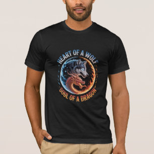 Wolf and Dragon Fantasy Graphic "Heart of a Wolf T-Shirt