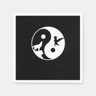 Wolf And Eagle Yin Yang Symbol Harmony Meditation  Napkin