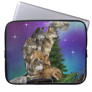 Wolf and moon 15 inch laptop sleeve