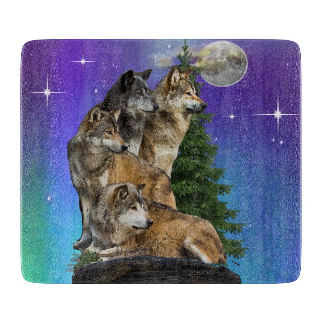 Wolf and Moon Cutting Board (Front)