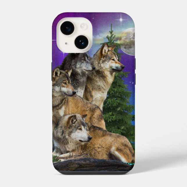 Wolf and Moon iPhone Case (Back)