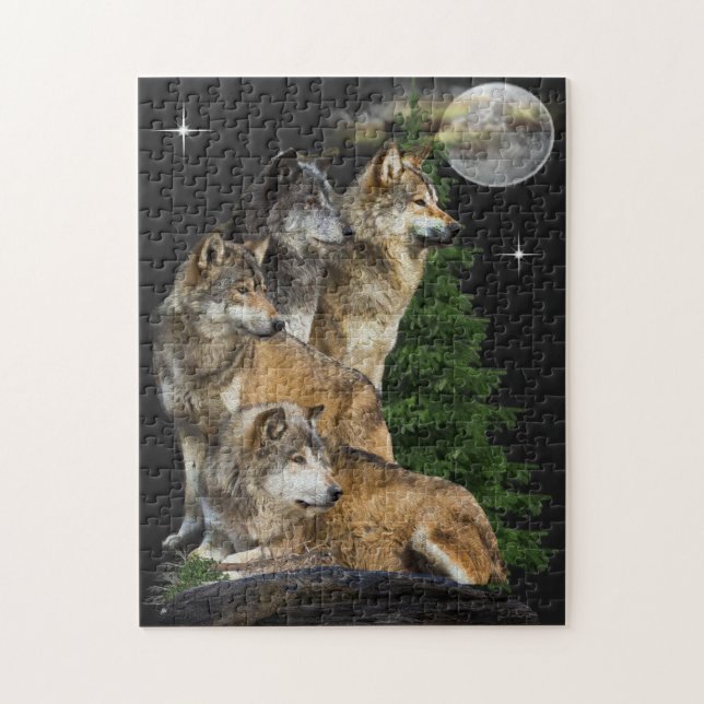 Wolf and Moon Jigsaw Puzzle (Vertical)