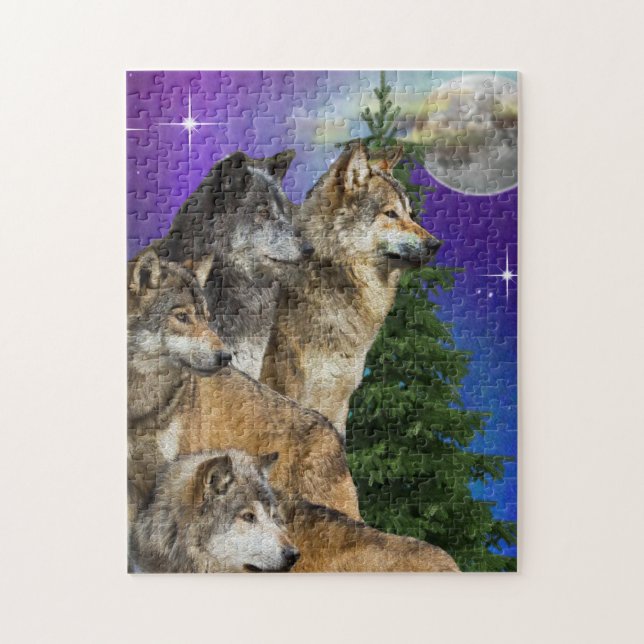 Wolf and moon jigsaw puzzle (Vertical)