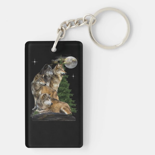 Wolf and Moon Key Ring (Back)