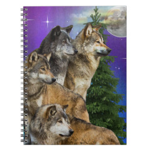 Wolf and moon  notebook