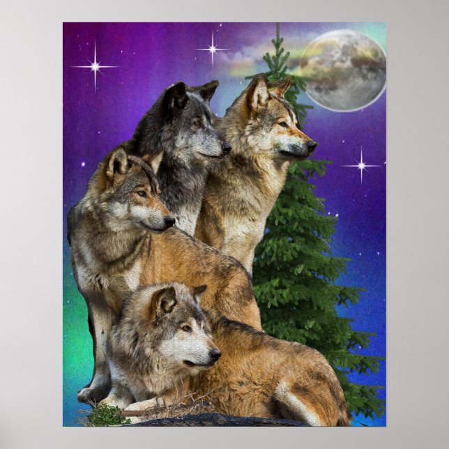 Wolf and moon poster (Front)