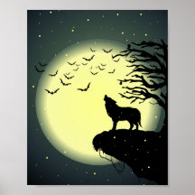 wolf and moon
