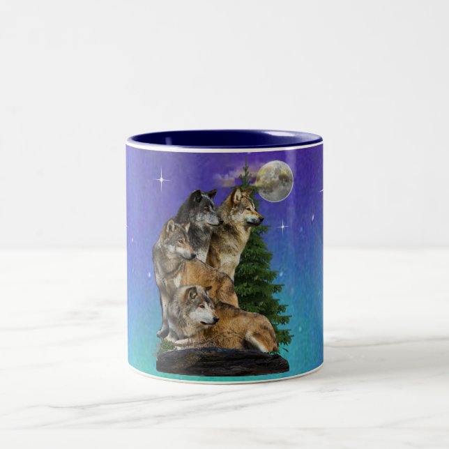 Wolf and Moon Two-Tone Coffee Mug (Center)