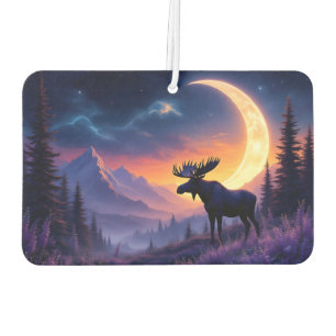 Wolf and Moose Crescent Moon Lavender Sunset Car Air Freshener