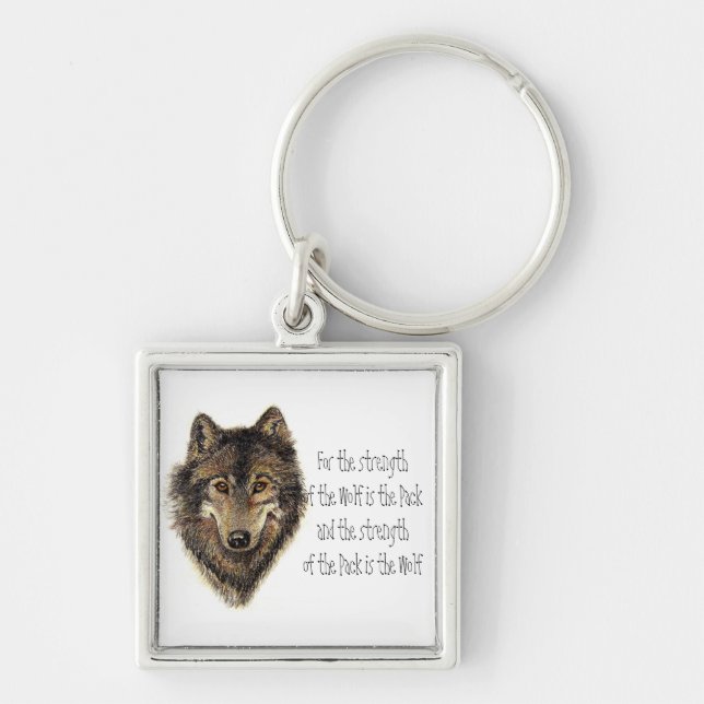 Wolf and Pack Quote - Animal Collection Key Ring (Front)
