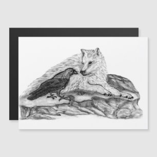 Wolf and Raven black and white design Card