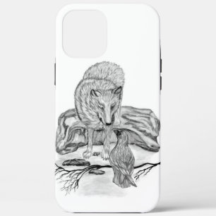 Wolf and Raven black and white design iPhone 12 Pro Max Case