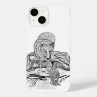 Wolf and Raven black and white design