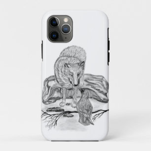 Wolf and Raven black and white design iPhone 11 Pro Case