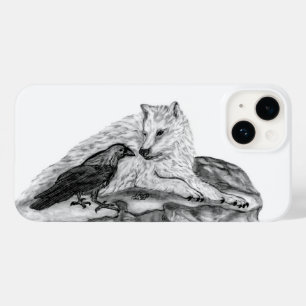 Wolf and Raven black and white design Case-Mate iPhone 14 Case