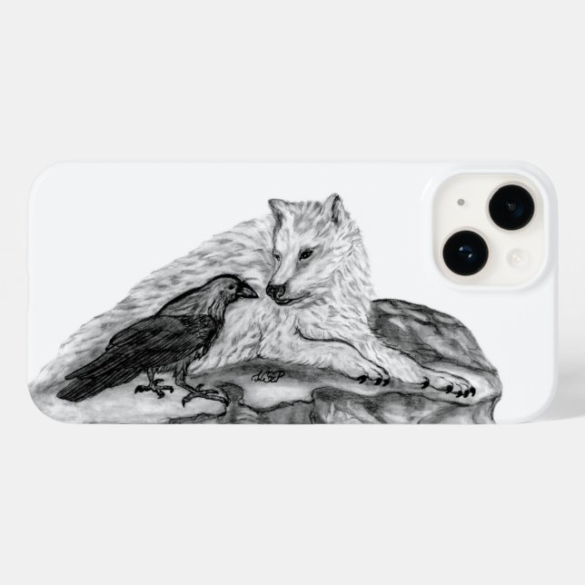 Wolf and Raven black and white design Case-Mate iPhone Case (Back (Horizontal))