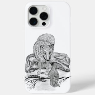 Wolf and Raven black and white design iPhone 15 Pro Max Case