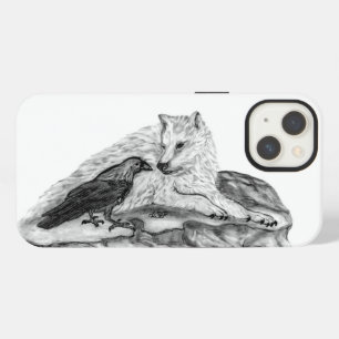 Wolf and Raven black and white design iPhone 13 Case