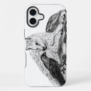 Wolf and Raven black and white design iPhone 16 Plus Case