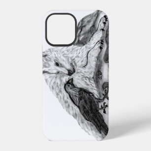 Wolf and Raven black and white design iPhone Case