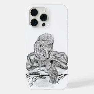 Wolf and Raven black and white design iPhone 15 Pro Max Case