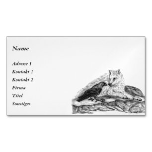 Wolf and Raven - Black and White Design Magnetic Business Card