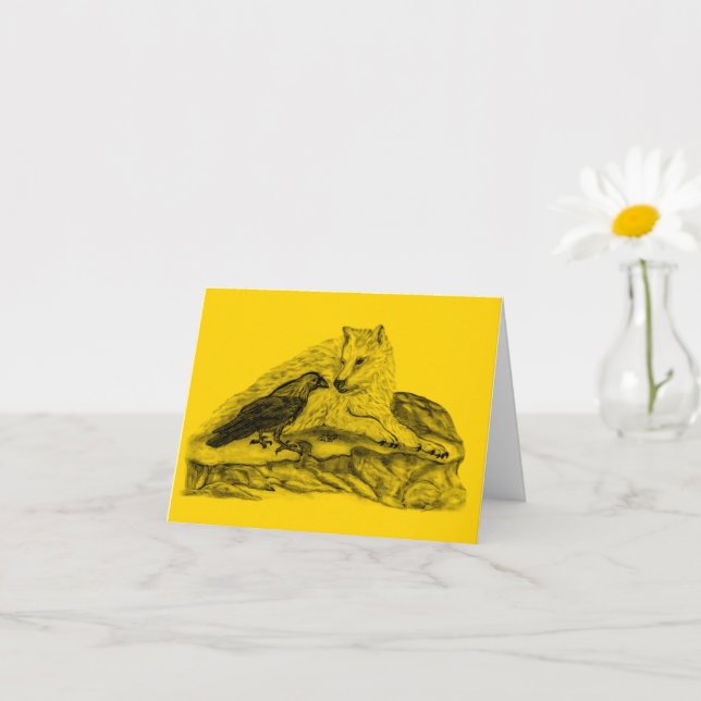 Wolf and Raven - Black and Yellow Design Card (Small Plant)