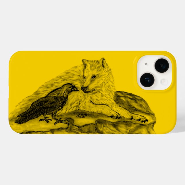 Wolf and Raven black and yellow design Case-Mate iPhone Case (Back (Horizontal))