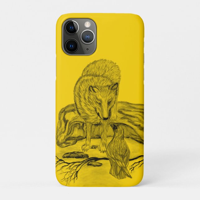 Wolf and Raven black and yellow design Case-Mate iPhone Case (Back)