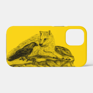 Wolf and Raven black and yellow design iPhone 12 Mini Case