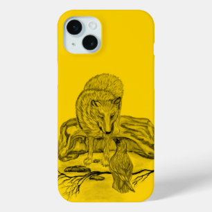 Wolf and Raven black and yellow design iPhone 15 Mini Case