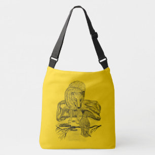Wolf and Raven - Black and Yellow Design Crossbody Bag
