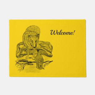 Wolf and Raven - Black and Yellow Design Doormat