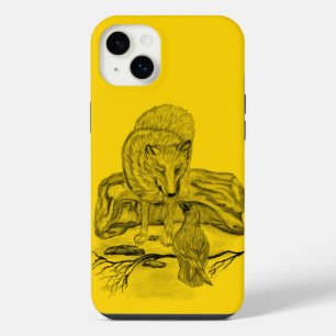 Wolf and Raven black and yellow design iPhone 14 Plus Case