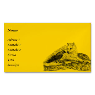 Wolf and Raven - Black and Yellow Design Magnetic Business Card
