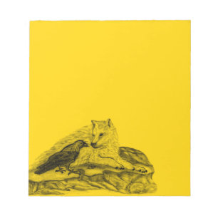 Wolf and Raven black and yellow design Notepad