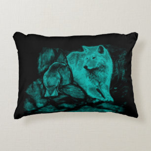 Wolf and Raven in the Night Decorative Cushion